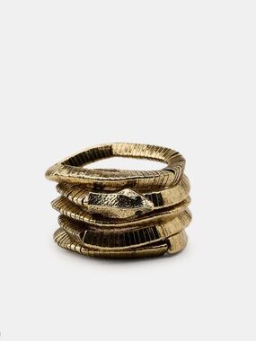 Zara NWT pack of elastic snakeskin bracelets gold 4736/304